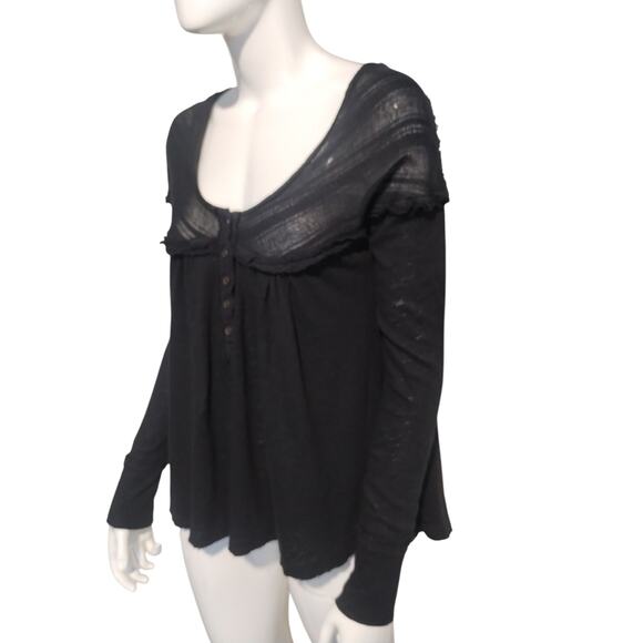 We the Free Down Under Womens size XS Oversized Grungecore Distressed Henley Top - Picture 6 of 12